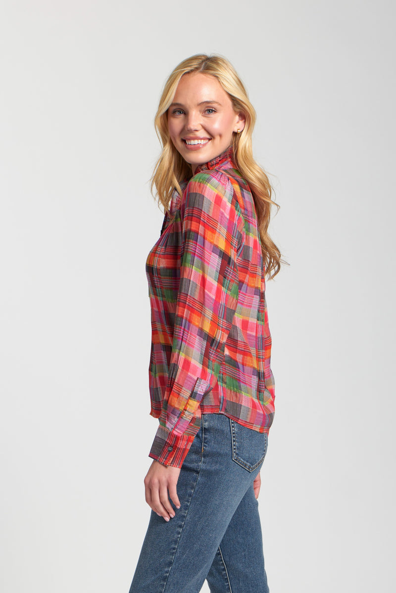Ruffle Half Placket Blouse