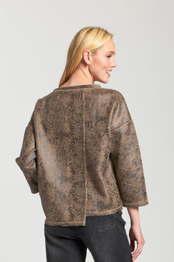 Vegan Leather Pull Over w/Stair Step Hem