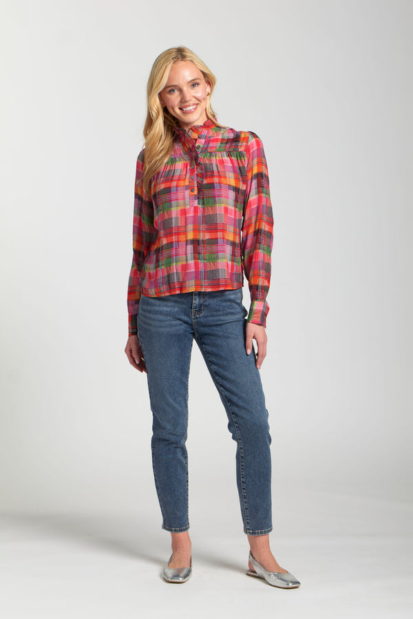 Ruffle Half Placket Blouse