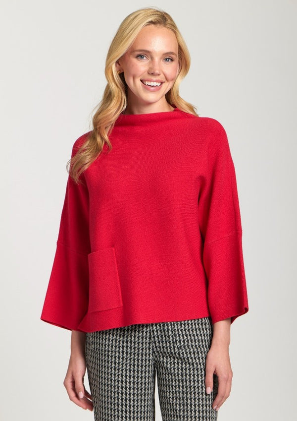 Funnel Neck Sweater W/Patch Pocket