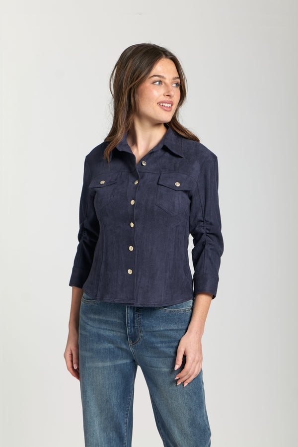 Vegan Leather Shirt Jacket