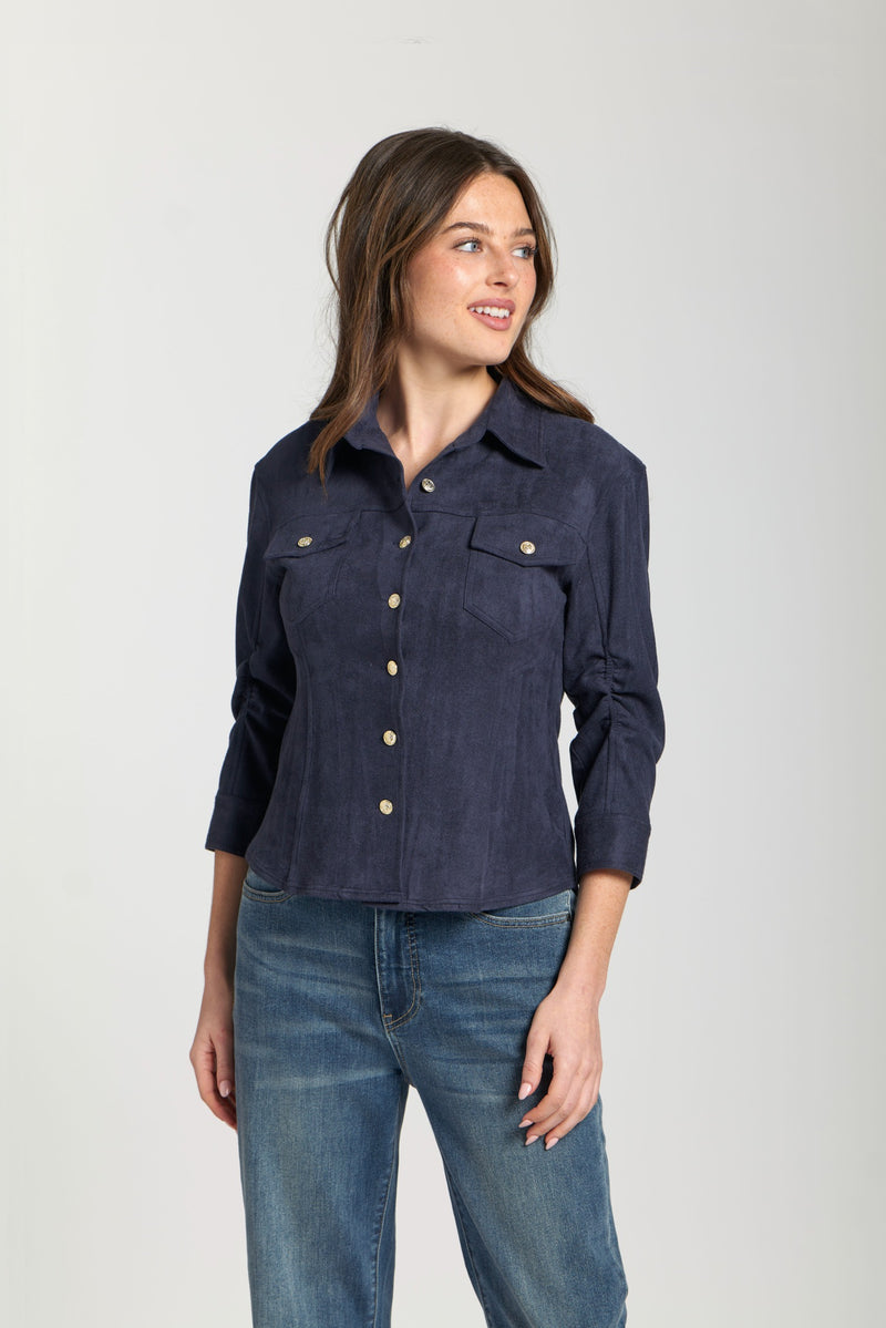 Vegan Leather Shirt Jacket