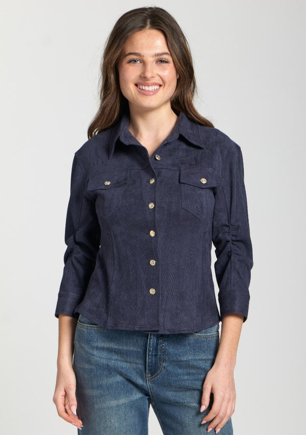 Vegan Leather Shirt Jacket