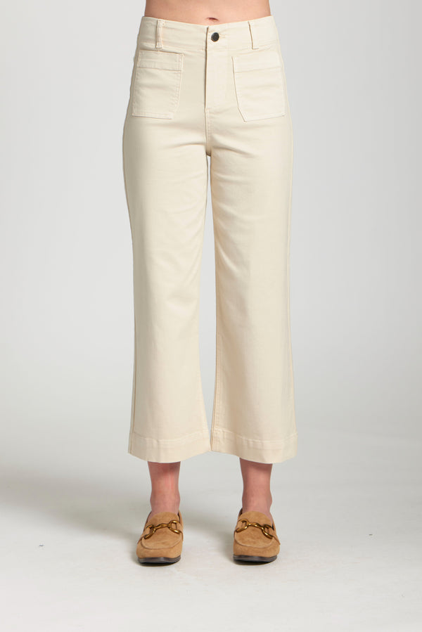 Cropped Wide Leg Pant W/Patch Pockets