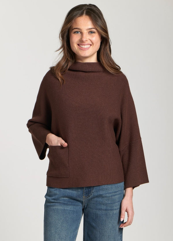 Funnel Neck Sweater W/ Patch Pocket