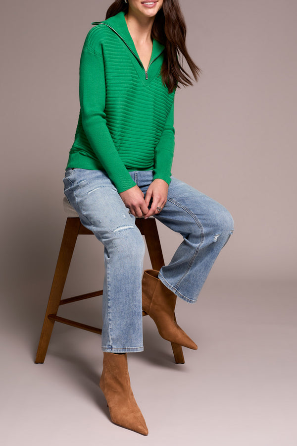 Zip Up V-neck Sweater