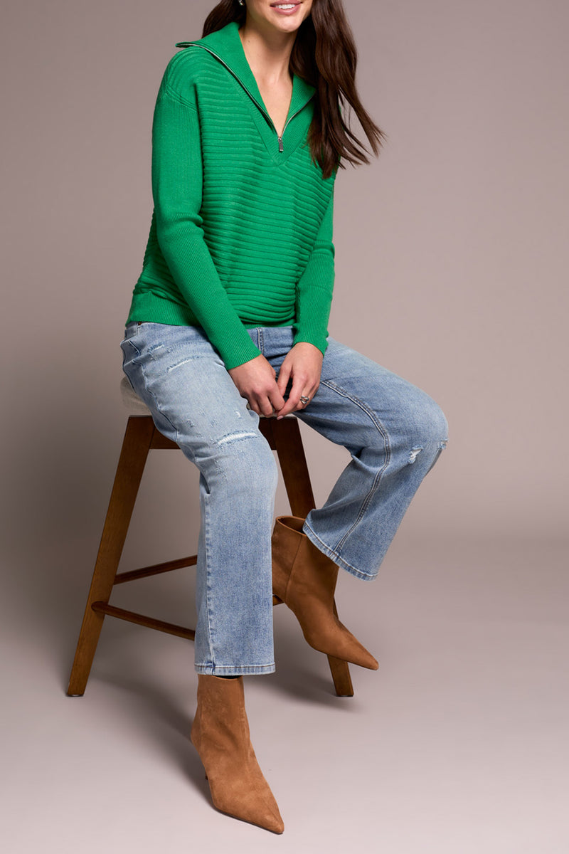 Zip Up V-neck Sweater