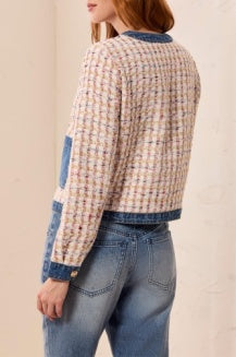 Mix Media Tweed/Denim Jacket w/ Fancy Snaps