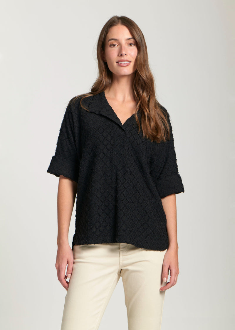 Crinkled Pullover W/ High-Low Hem