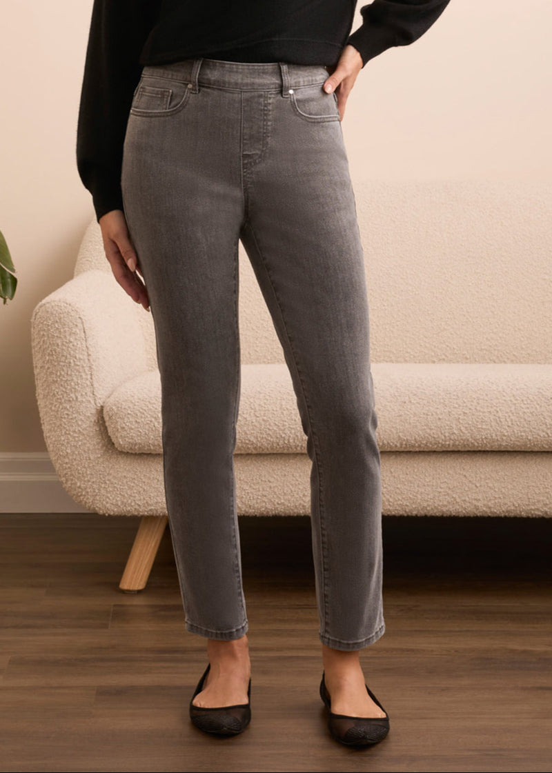 Audrey Mid Rise Pull-On Slim Ankle Glitter Jeans