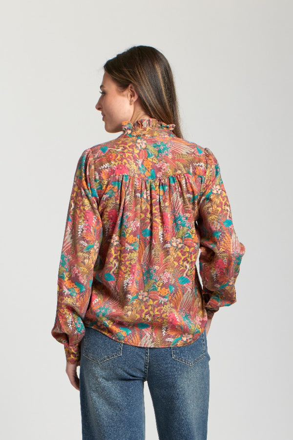 Ruffle Half Placket Blouse