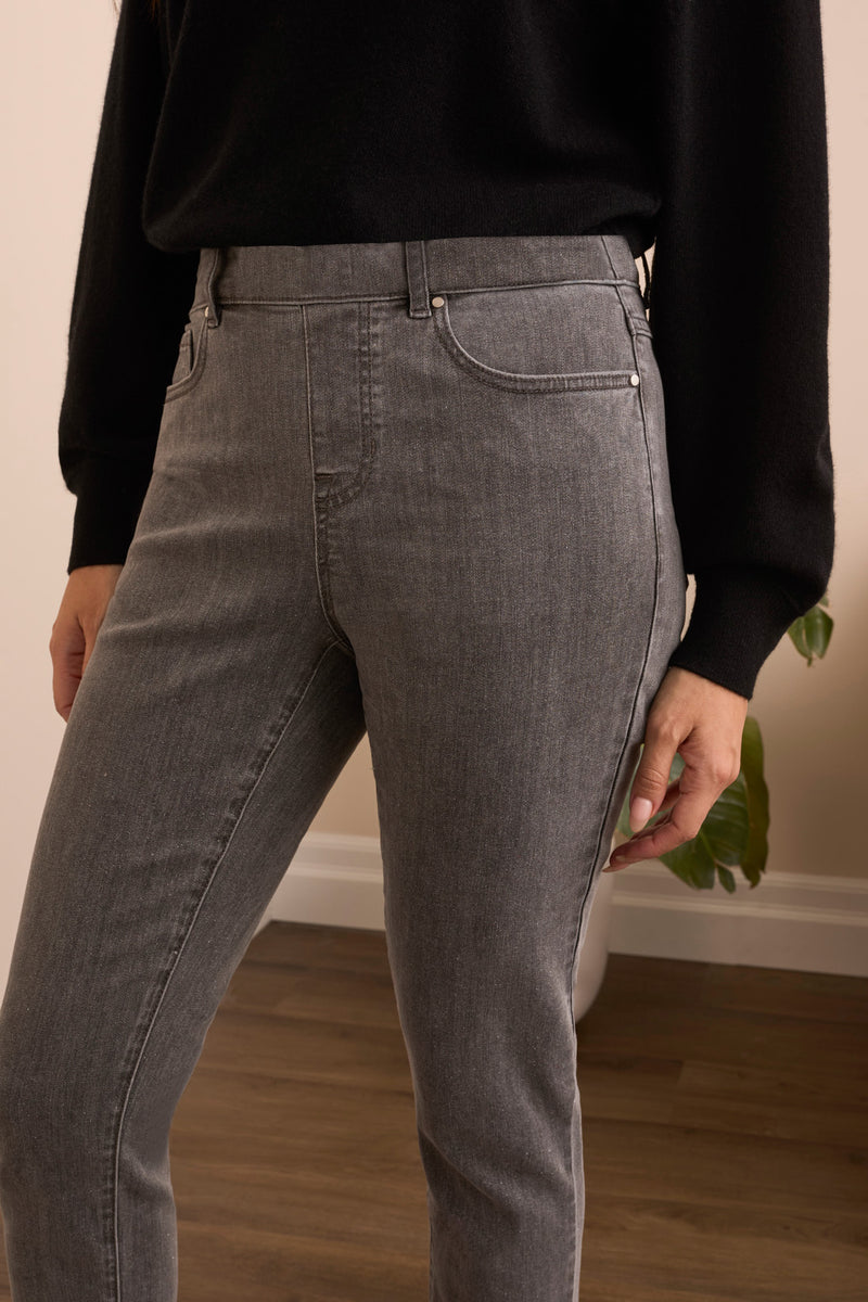 Audrey Mid Rise Pull-On Slim Ankle Glitter Jeans