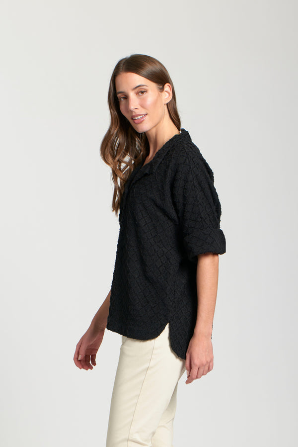 Crinkled Pullover W/ High-Low Hem