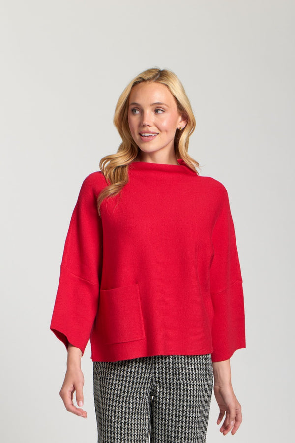 Funnel Neck Sweater W/Patch Pocket