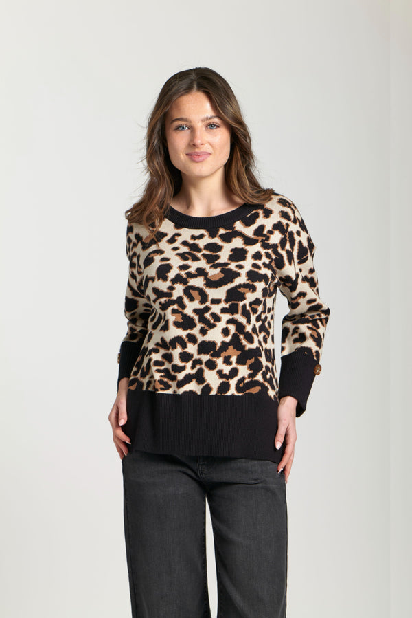 Leopard Pullover W/ Wide Cuffs