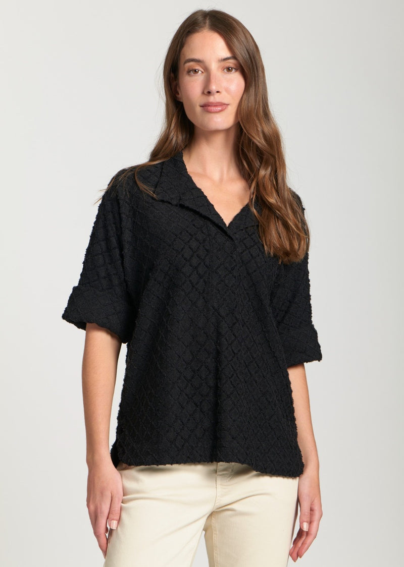 Crinkled Pullover W/ High-Low Hem