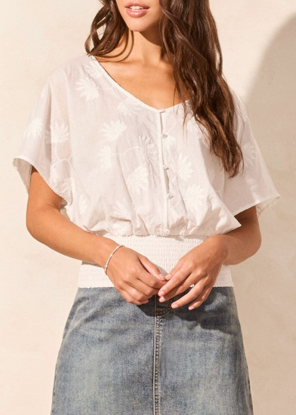 Popover Blouse with Waist Shirring