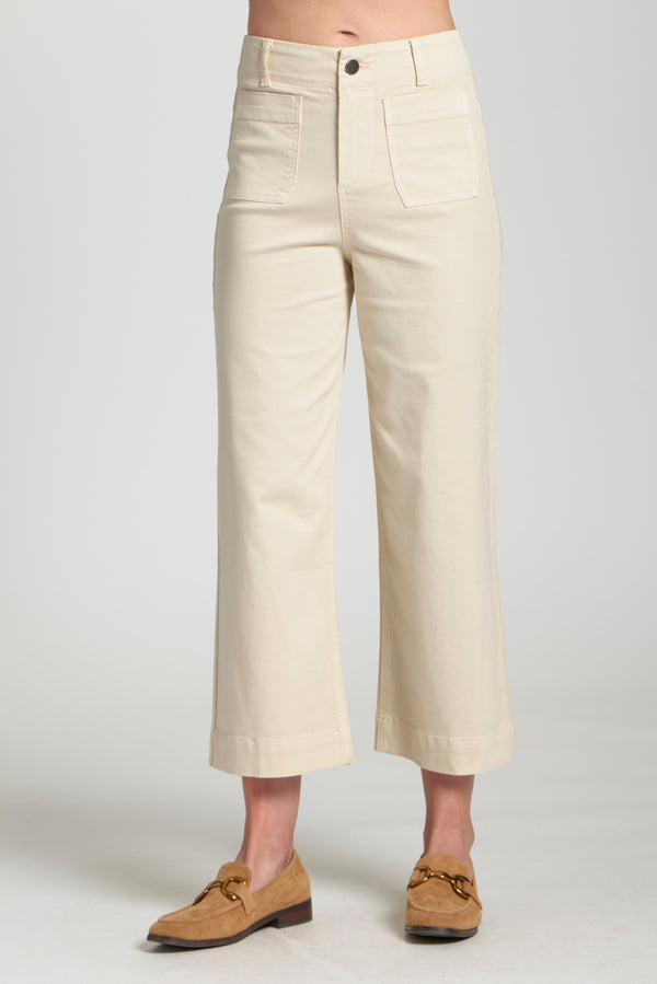 Cropped Wide Leg Pant W/Patch Pockets