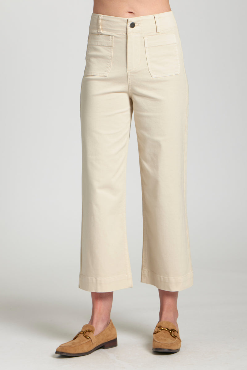 Cropped Wide Leg Pant W/Patch Pockets