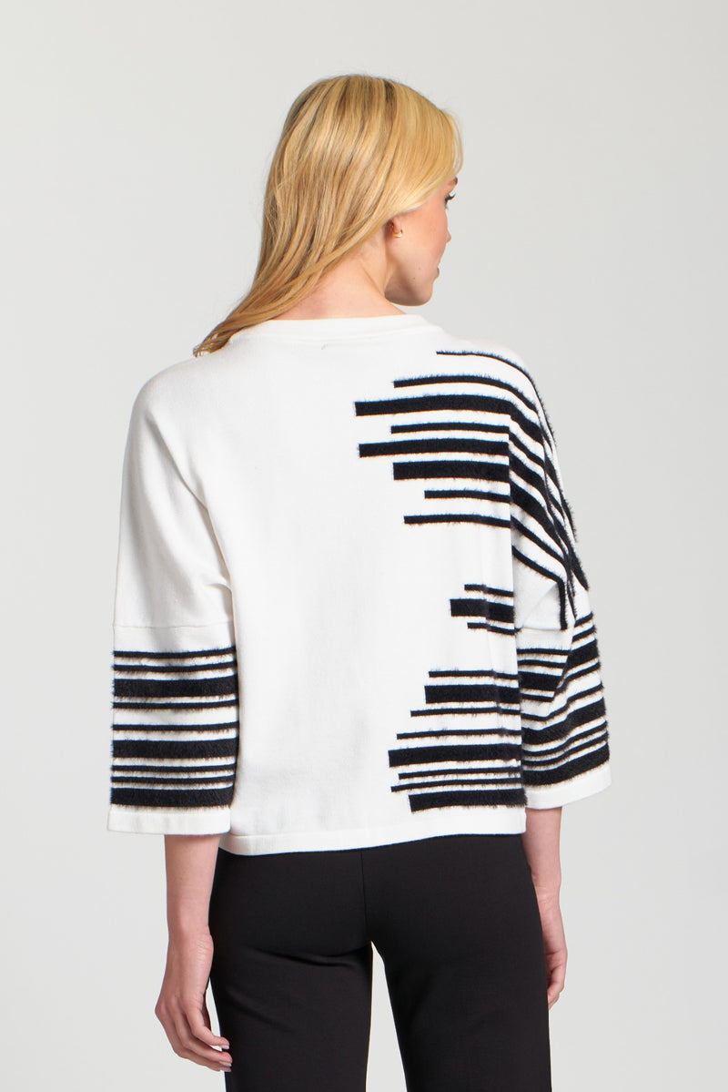 Stripe Fuzzy Yarn Stripe Pullover