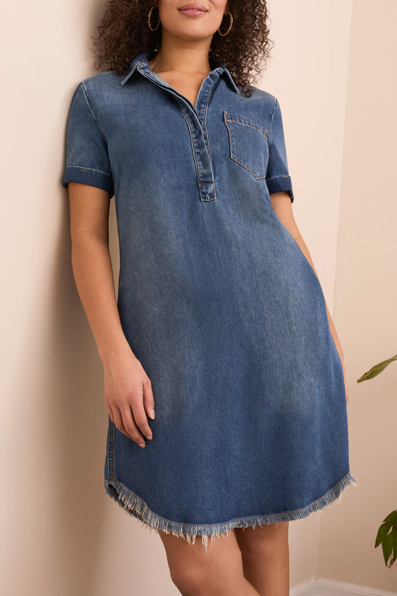 Denim Pop Over Shirt Dress