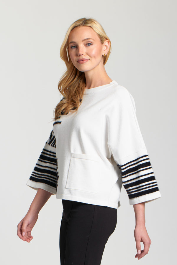 Stripe Fuzzy Yarn Stripe Pullover