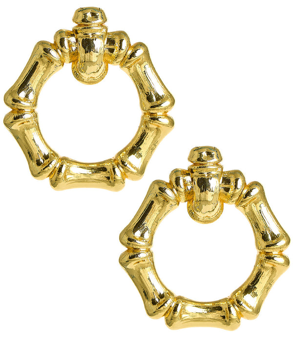 Vivi Bamboo Doorknocker Earring - Gold