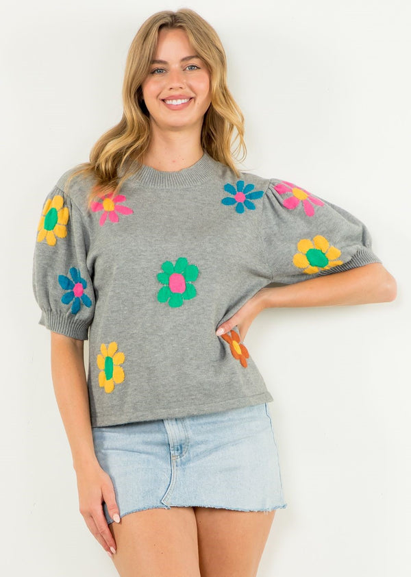 Flower Knit Top