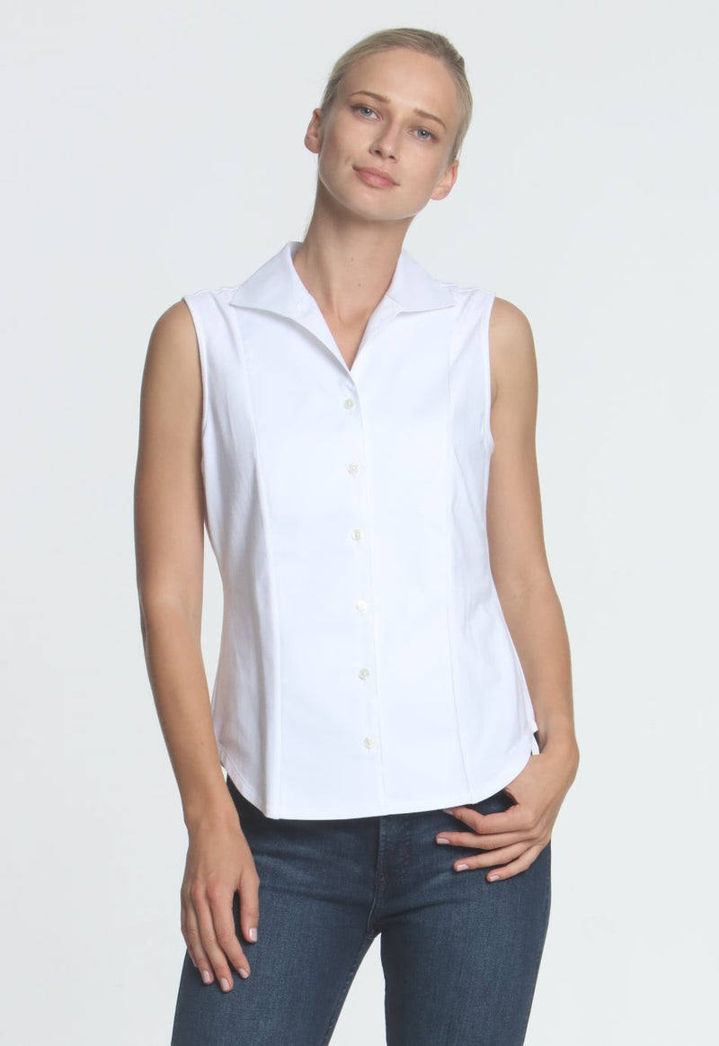 Donna Sleeveless Wing Collar "T" Shirt