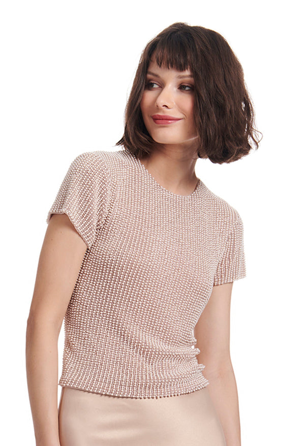 Pearl Encrusted Short Sleeve Tee