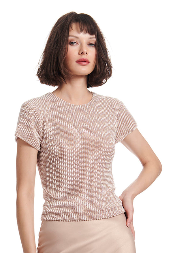 Pearl Encrusted Short Sleeve Tee