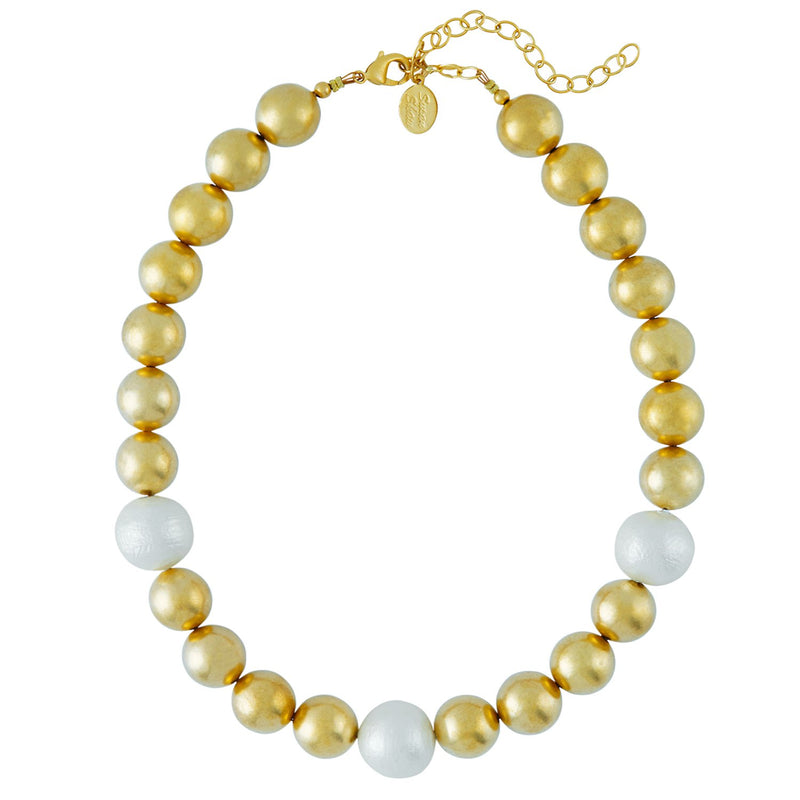 Gold + Cotton Pearl Necklace