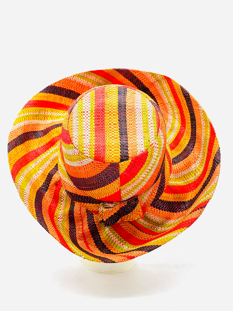 5" Multicolor Stripe Pattern Straw Sun Hat