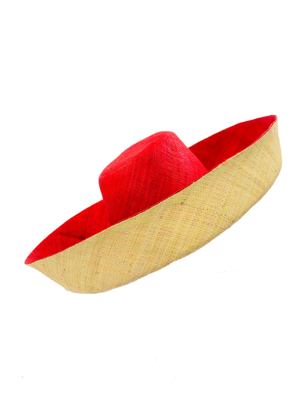 7" Wide Brim Two Tone Packable Straw Sun Hat