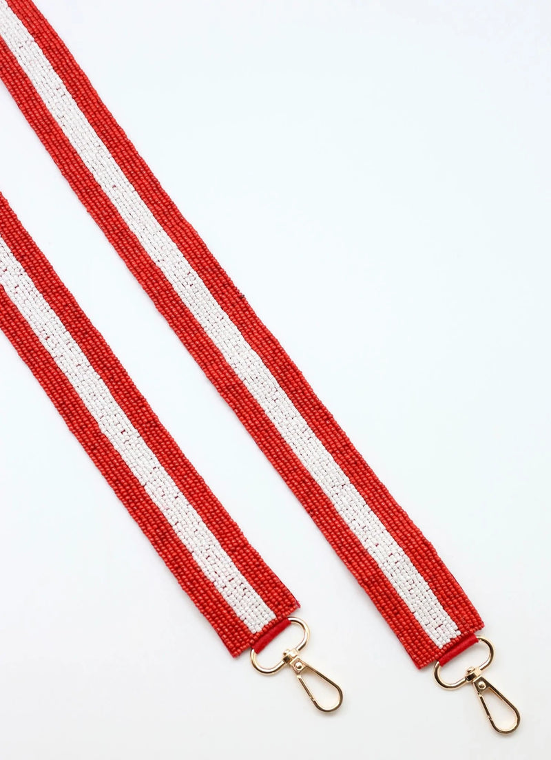 Sullie Striped Beaded Strap - 2 Colors Red