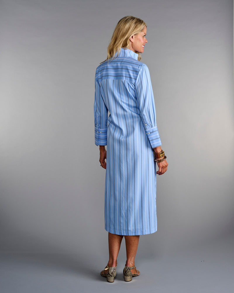 The League Shirtdress in China Blue Stripe