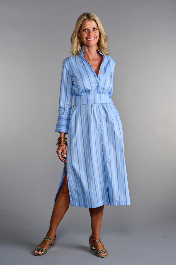 The League Shirtdress in China Blue Stripe