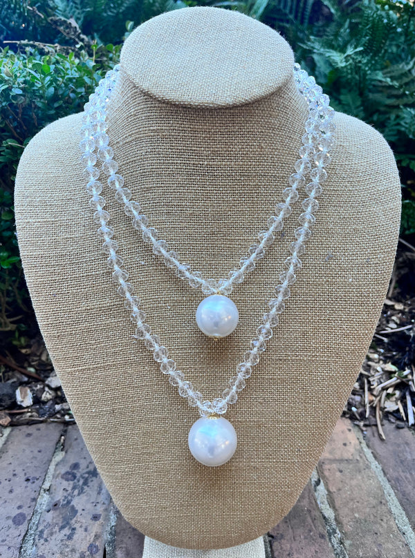 Clear Crystal Pearl Necklace