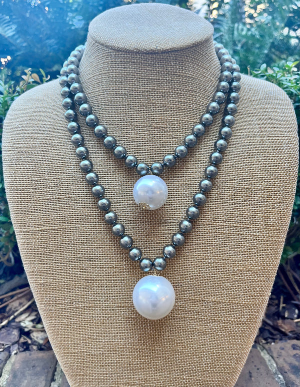 Grey Double Pearl Necklace