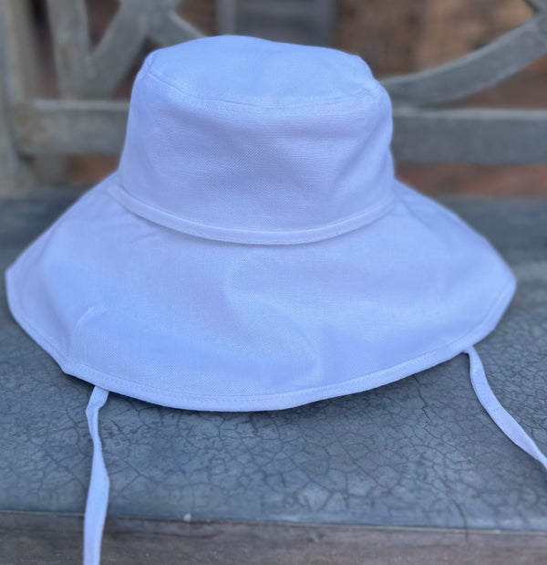 Solid Canvas Sunhat w/ Tie - 2 Colors