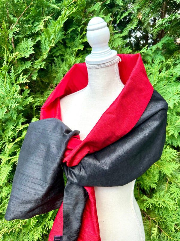 Silk Wrap in Black and Red