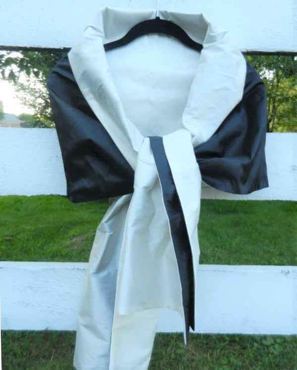Silk Wrap in Black and Off White