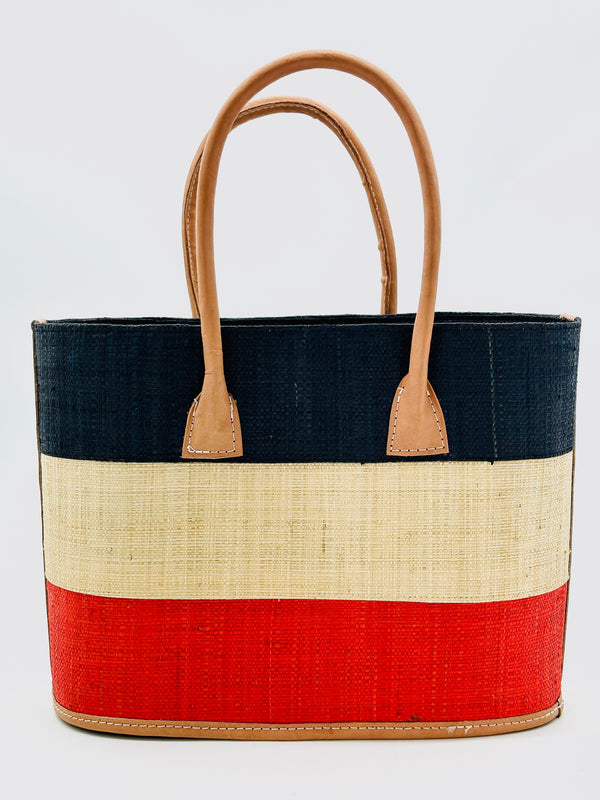 Medium Santorini 3 Tone Straw Basket Bag