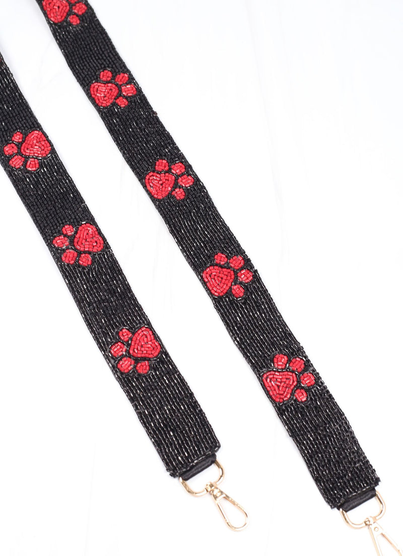 Quarterback Paw Print Beaded Crossbody Strap Ginger Howard Selections