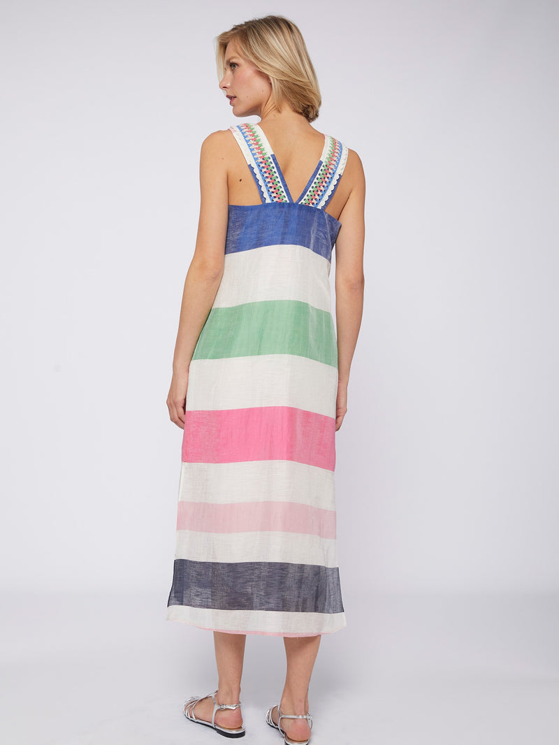 Liana Multicolour Stripes Linen Dress