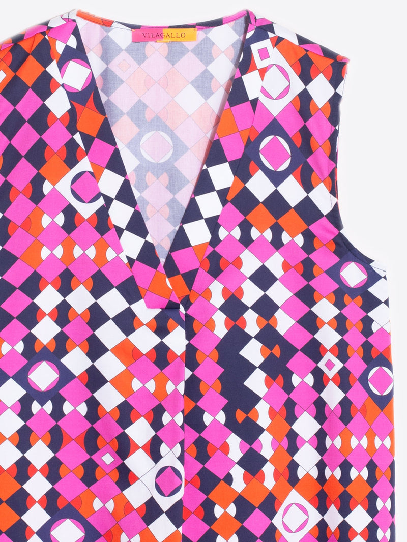 Orianna Pink Navy Geometric Shirt