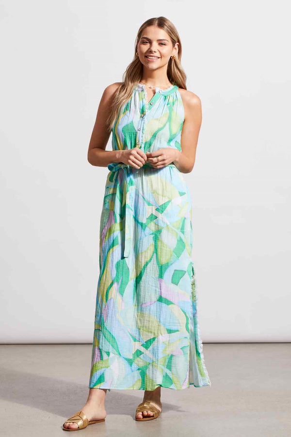 Printed Halterneck Maxi Dress With Sash