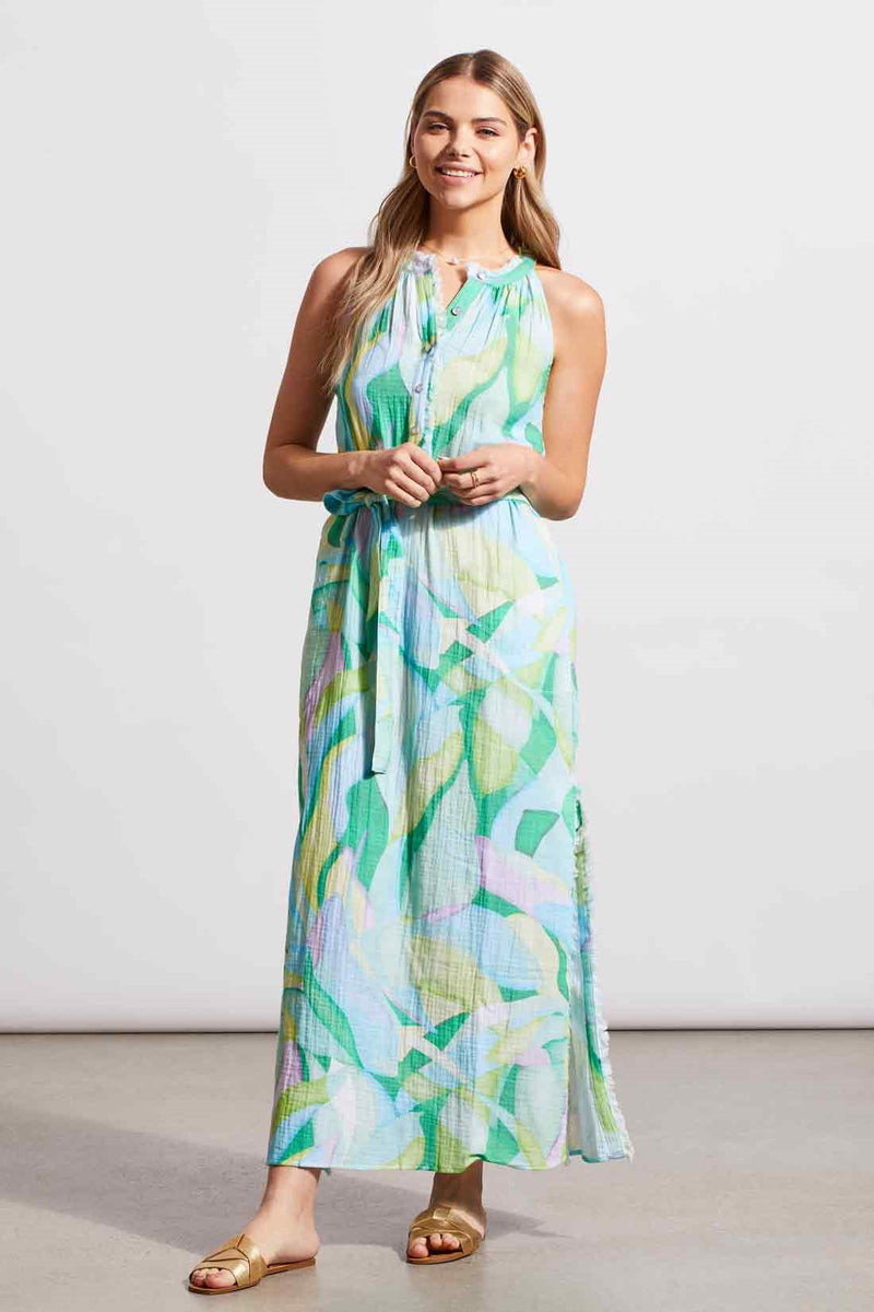 Printed Halterneck Maxi Dress With Sash