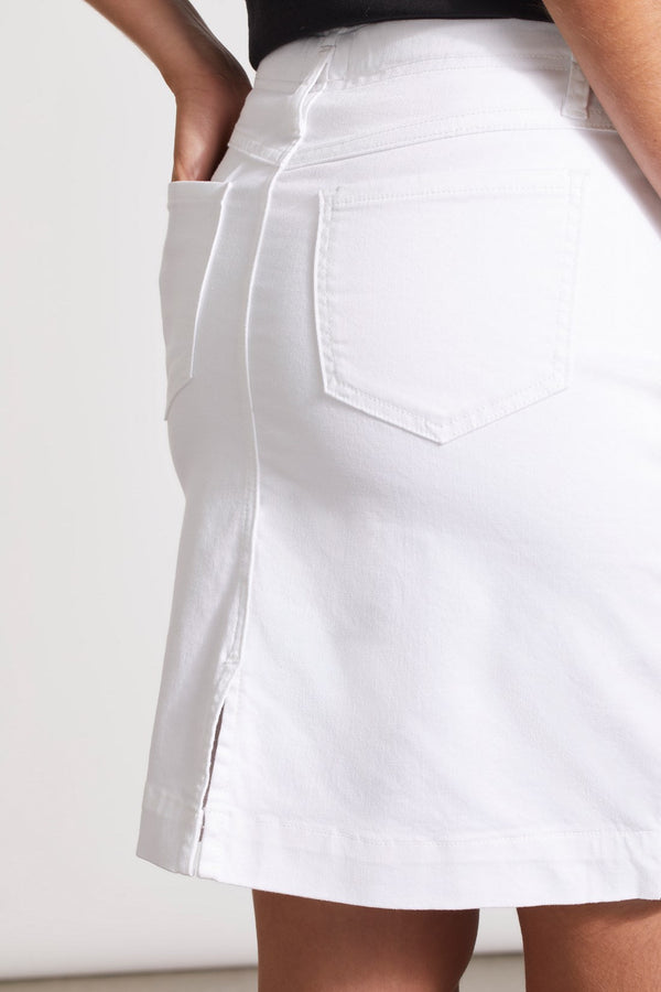 White Pull-on Denim Skort With Pockets